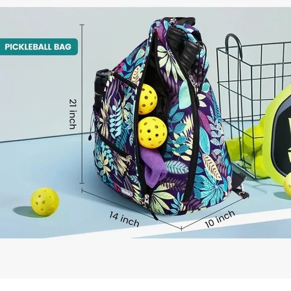 Sucipi Pickleball Bag Sling Backpack Tropical Leaf Purple Multi New XL9011070 - Picture 5 of 9